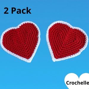 NEW Crochet Heart Coasters (2 pack)